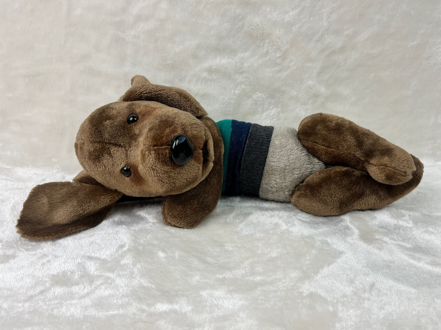 handmade plush dog, stuffed animal dog, floppy dog, one of a kind plush, dogs in sweaters, beagle, basset hound