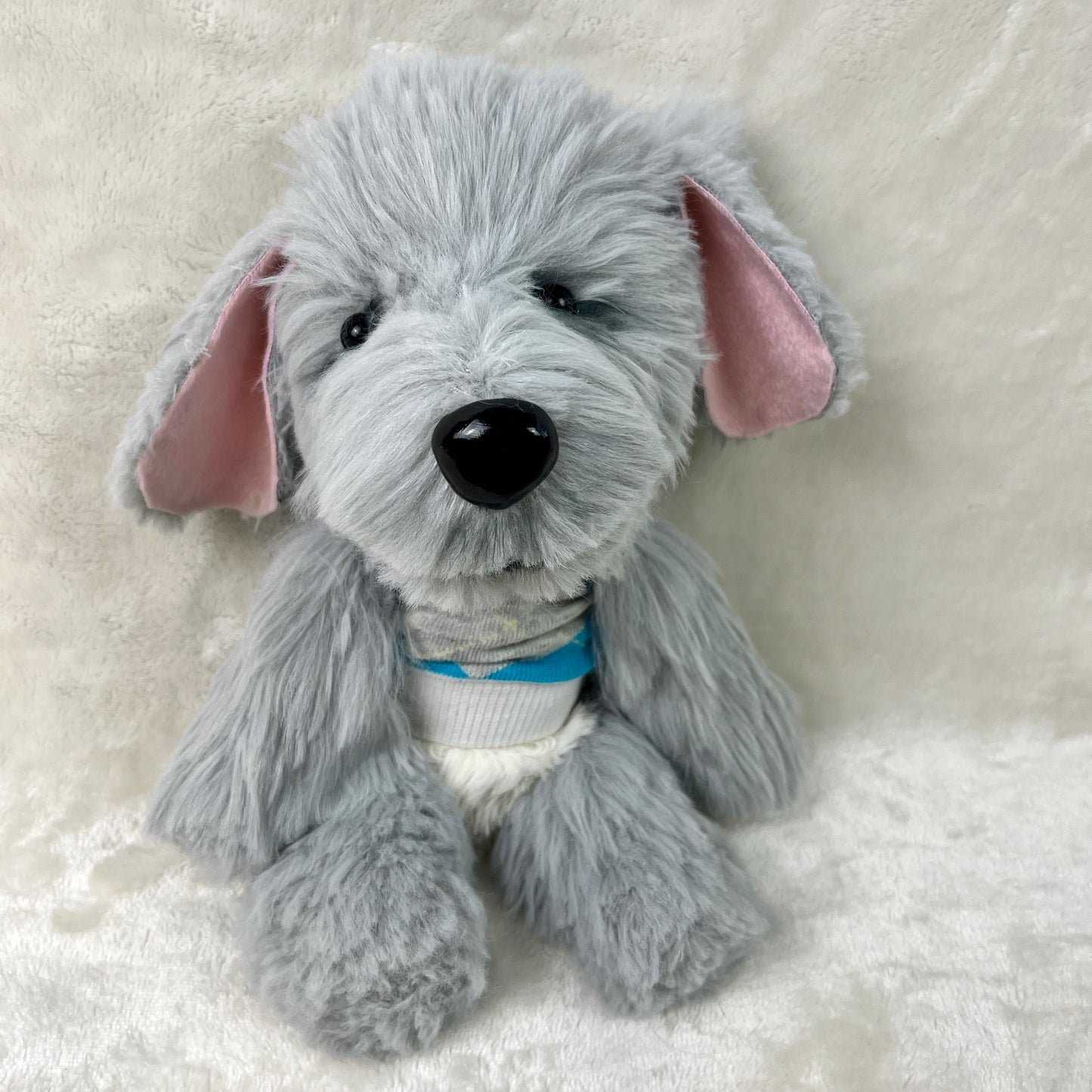 Stuffed animal, gray terrier dog, terrier puppy, scruffy dog, handmade plush