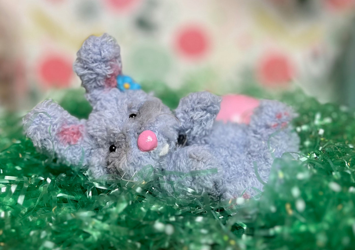 Posable gray easter bunny plush, bunny miniature, wire sculpture, pipe cleaner bunny, gray bunny rabbit art doll