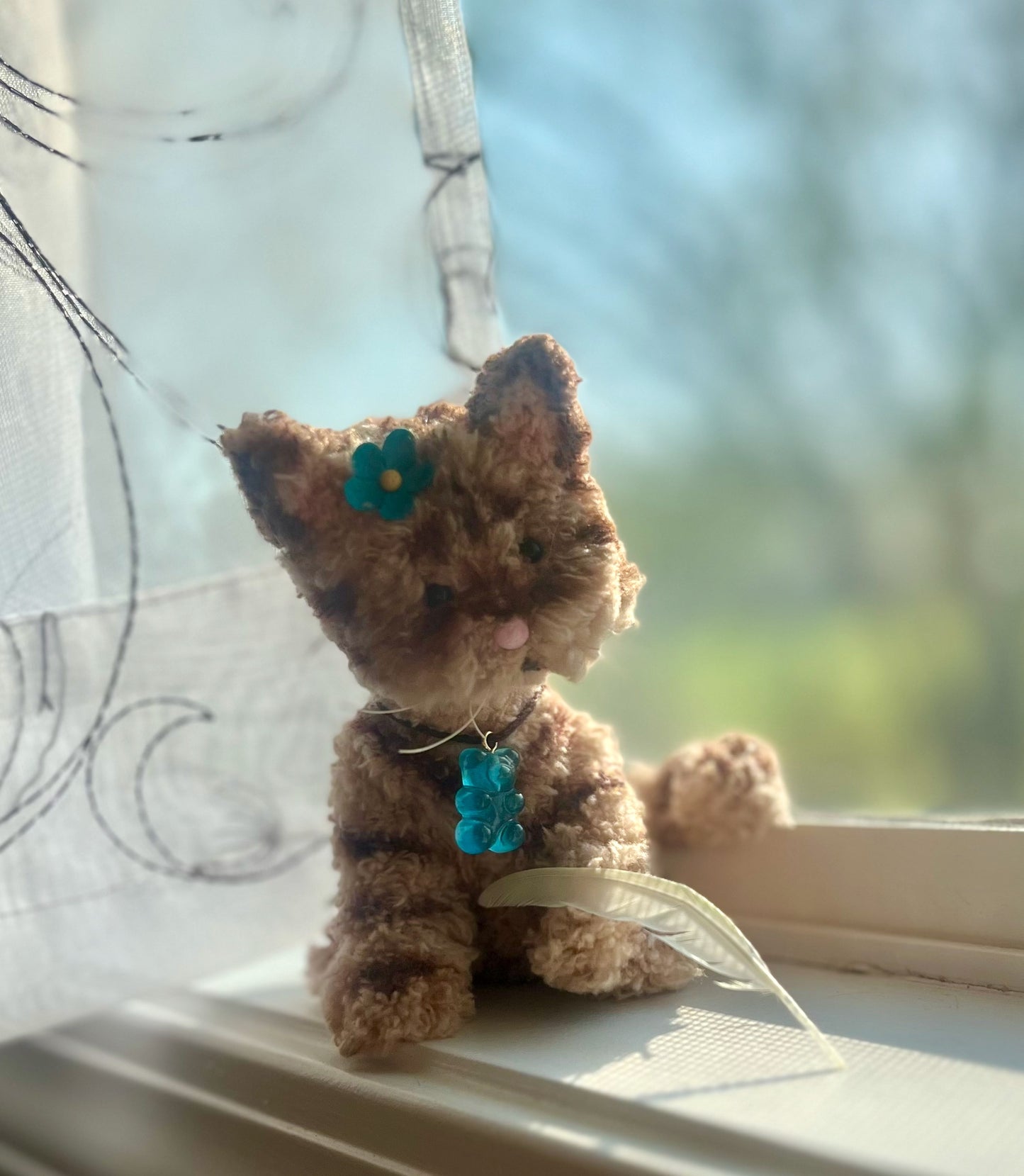 Posable tabby cat, cat miniature, dollhouse cat, doll pet, striped kitty doll