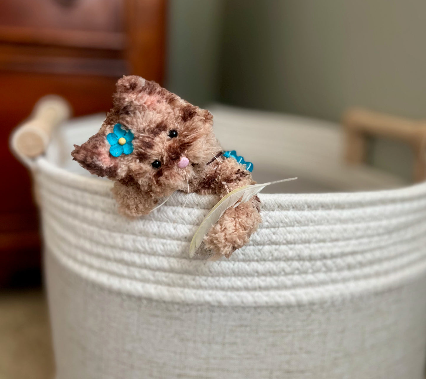 Posable tabby cat, cat miniature, dollhouse cat, doll pet, striped kitty doll