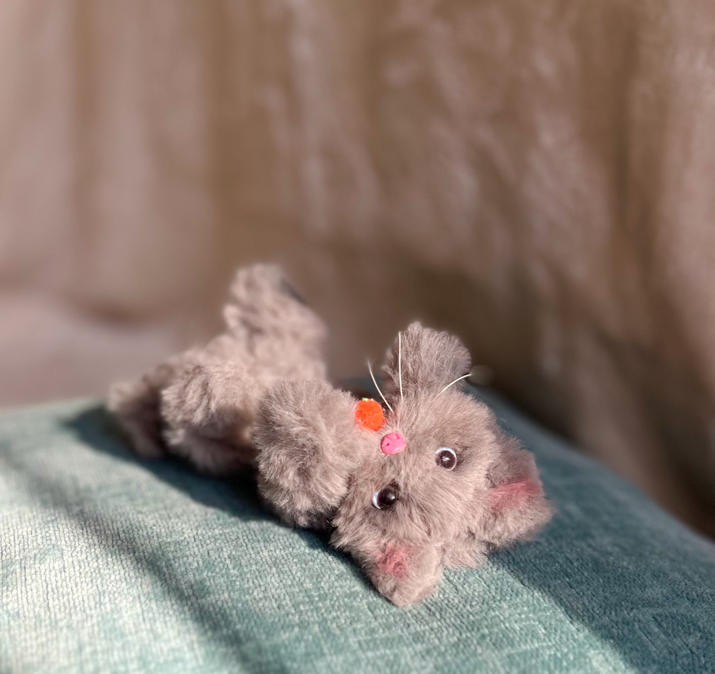 Fluffy gray kitten, fluffy cat figurine, posable kitten doll