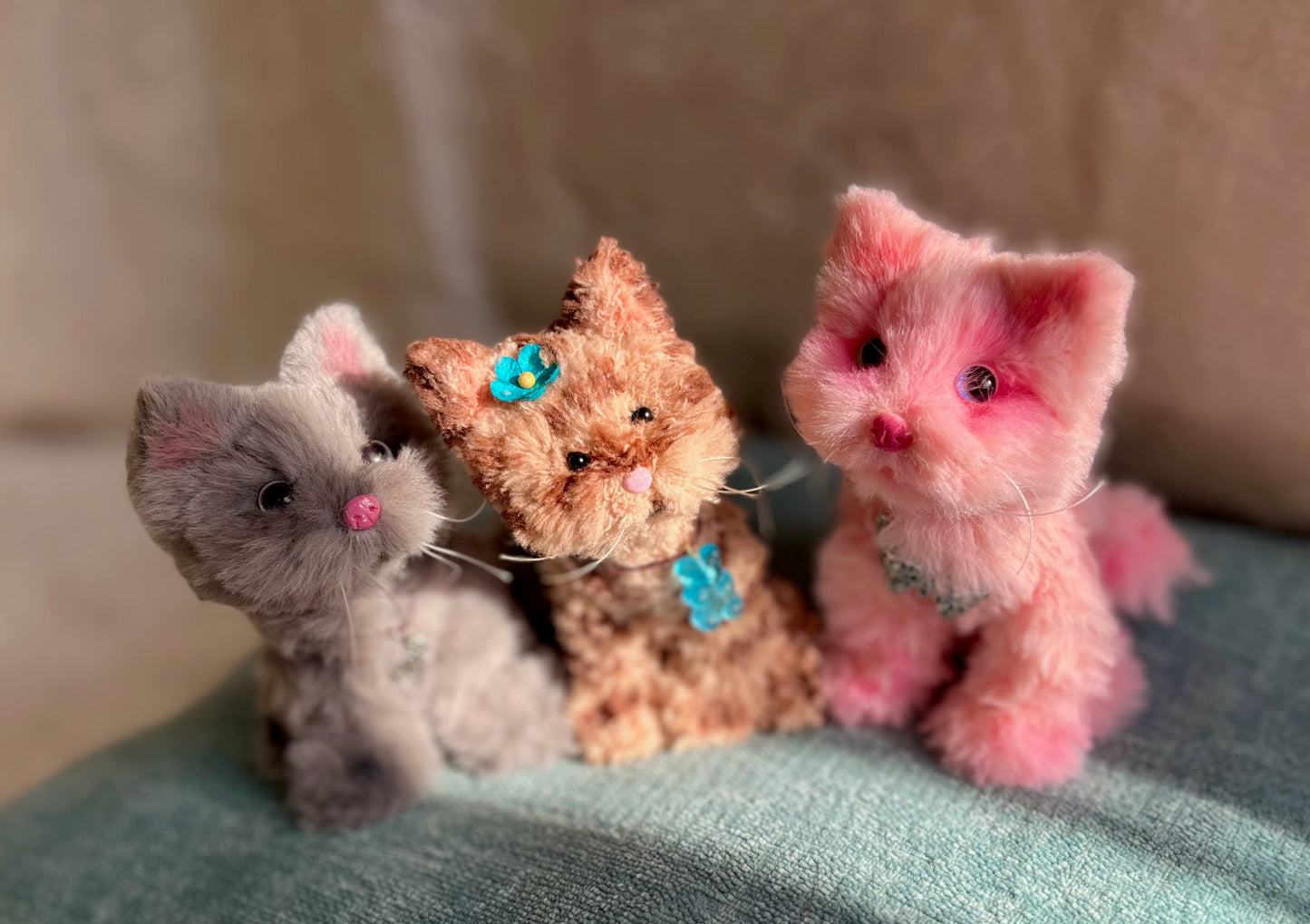 Fluffy posable kittens, kitten dolls, pipe cleaner cat plushies