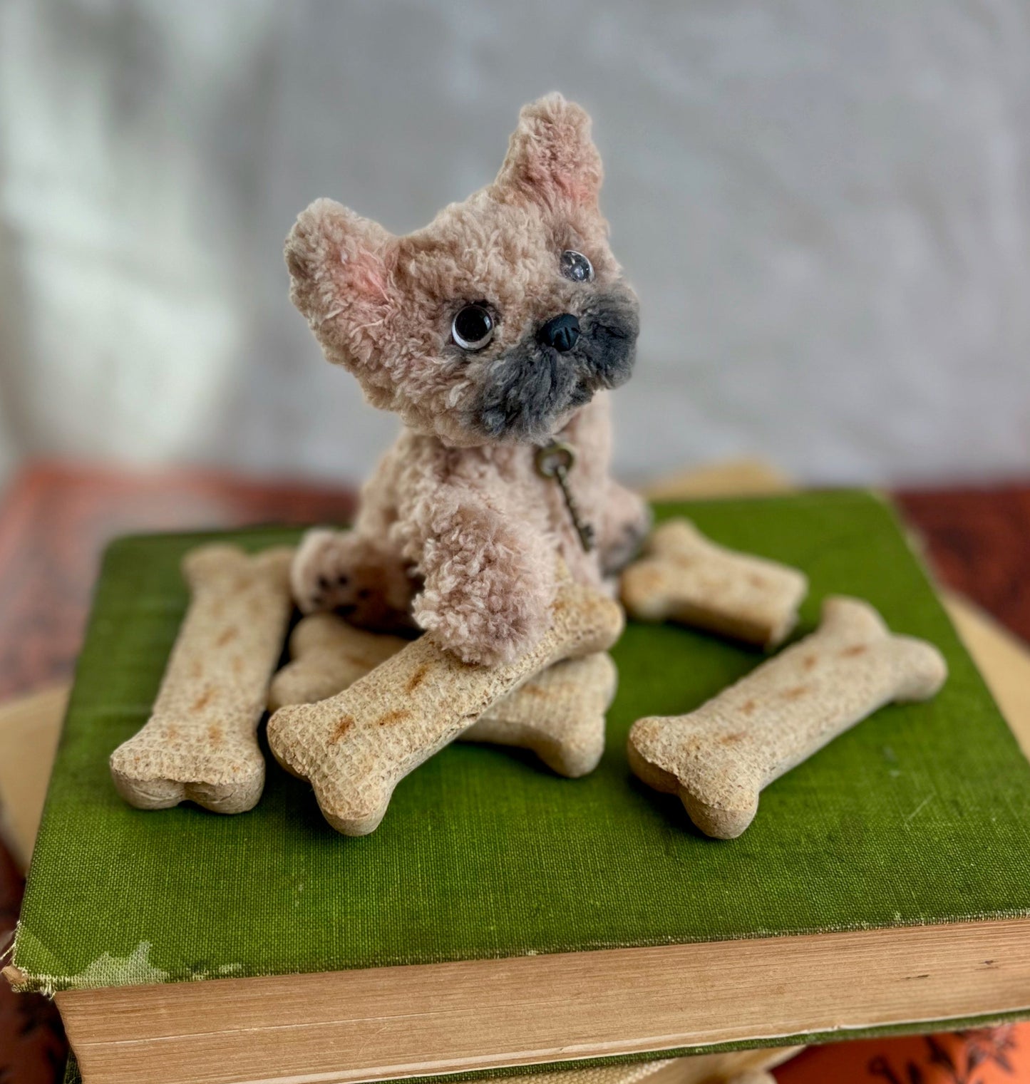Cute posable French Bulldog, Frenchie doll, French Bulldog Miniature, Plush Frenchie, Doll pet, doll house pet