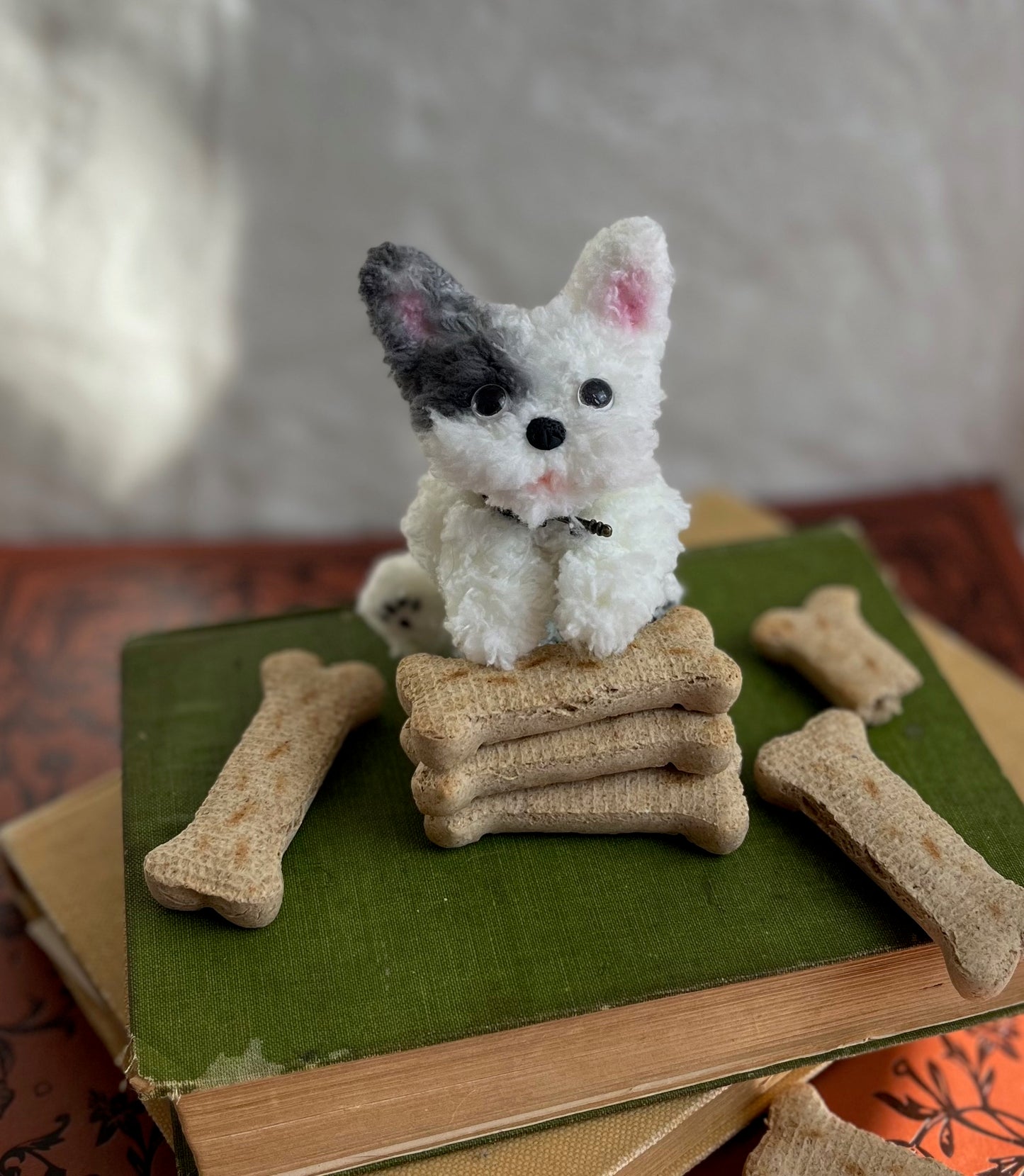 French Bulldog puppy, Frenchie dog, posable French Bulldog, French Bulldog figurine, Frenchie miniature, French Bulldog plushie