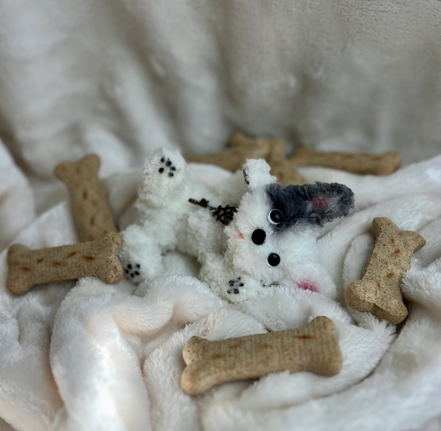 French Bulldog puppy, Frenchie dog, posable French Bulldog, French Bulldog figurine, Frenchie miniature, French Bulldog plushie