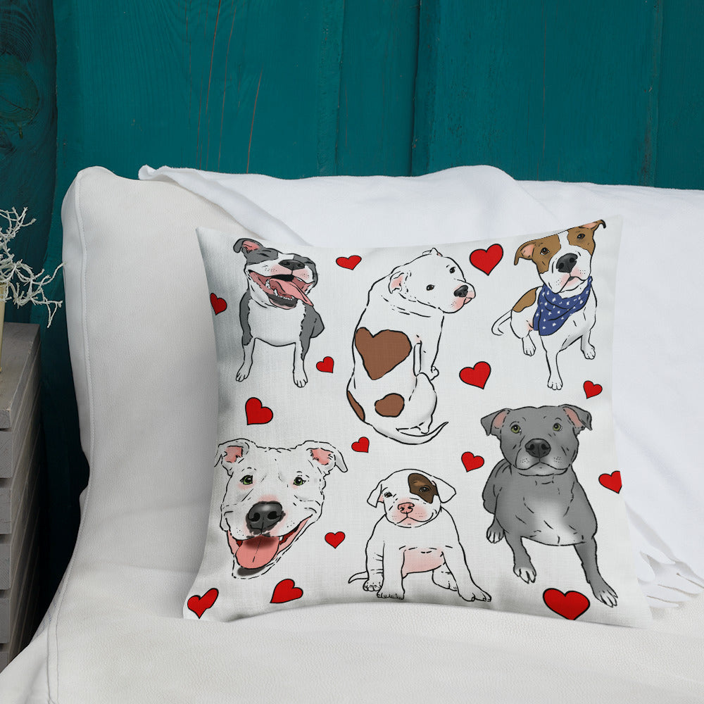 Cute Pitbull Lovers Throw Pillow, Pittie Pillow, Pitbull drawings pillow, 18x18
