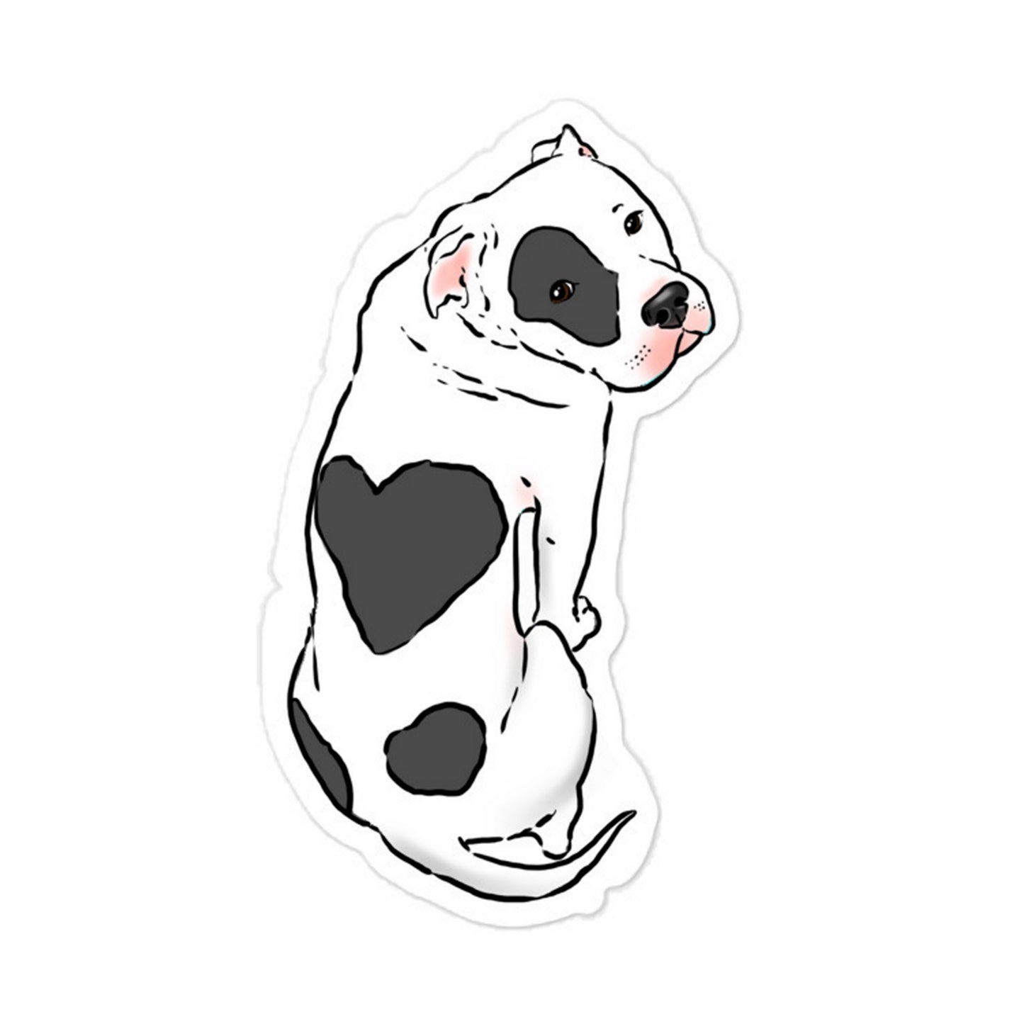 Cute Pitbull Sticker, Pittie decal, gray and white pittie sticker