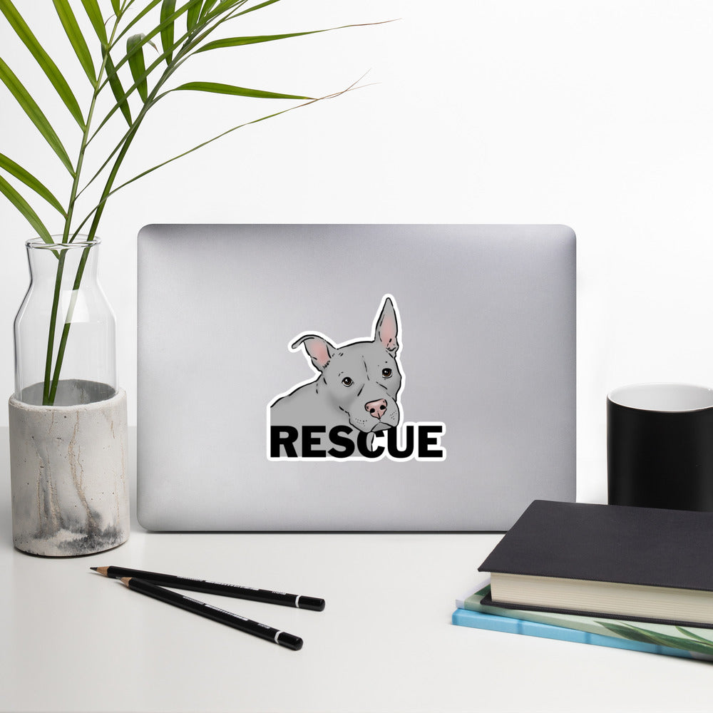 Pitbull Rescue sticker, gray pitbull sticker, rescue pittie sticker, pitbull decal, 5x5