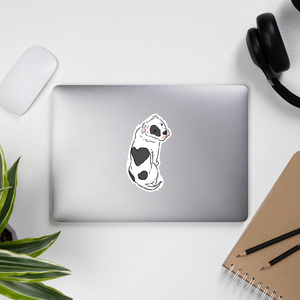 Cute Pitbull Sticker, Pittie decal, gray and white pittie sticker, 5x5