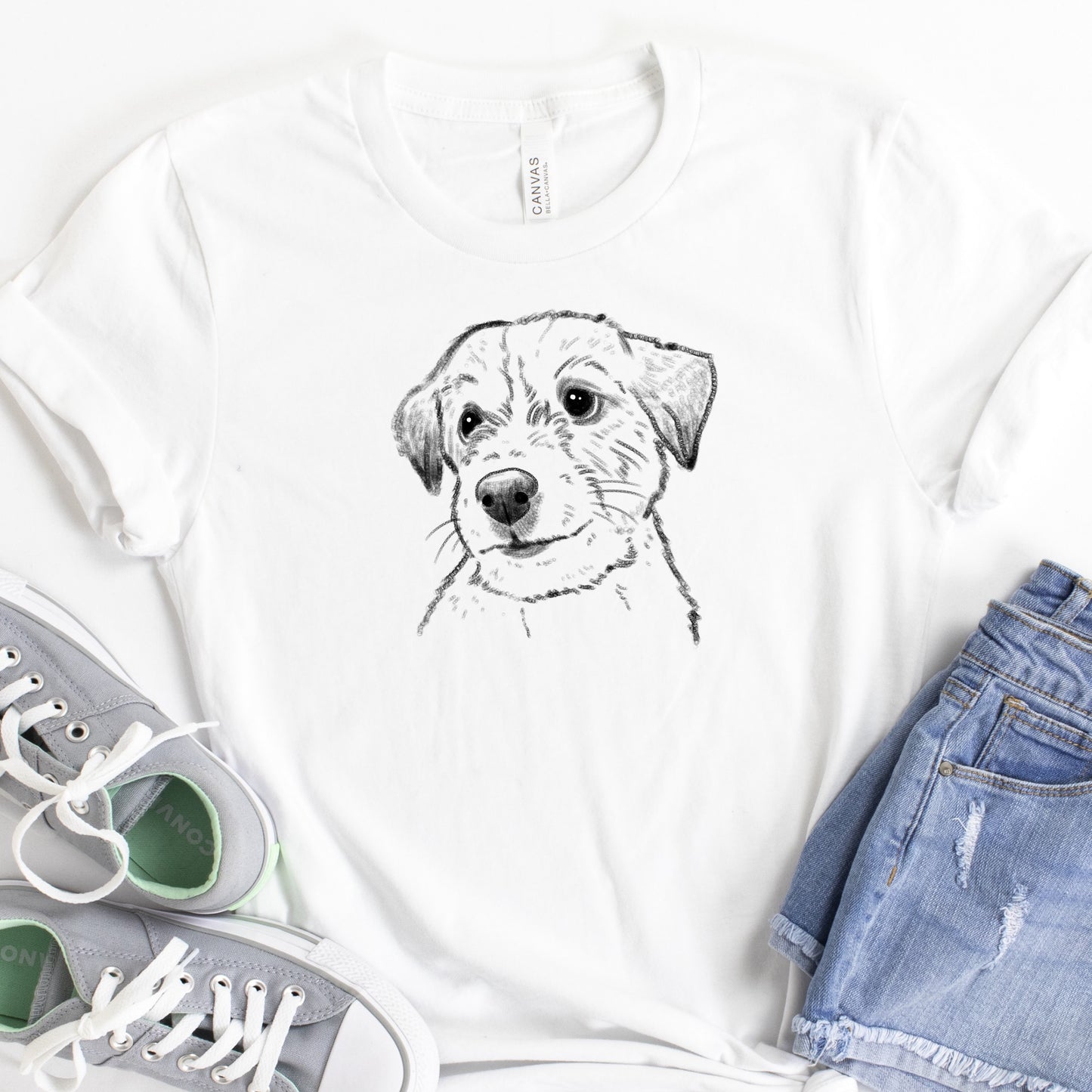 Jack Russell portrait sketch t-shirt, JRT tee, white shirt