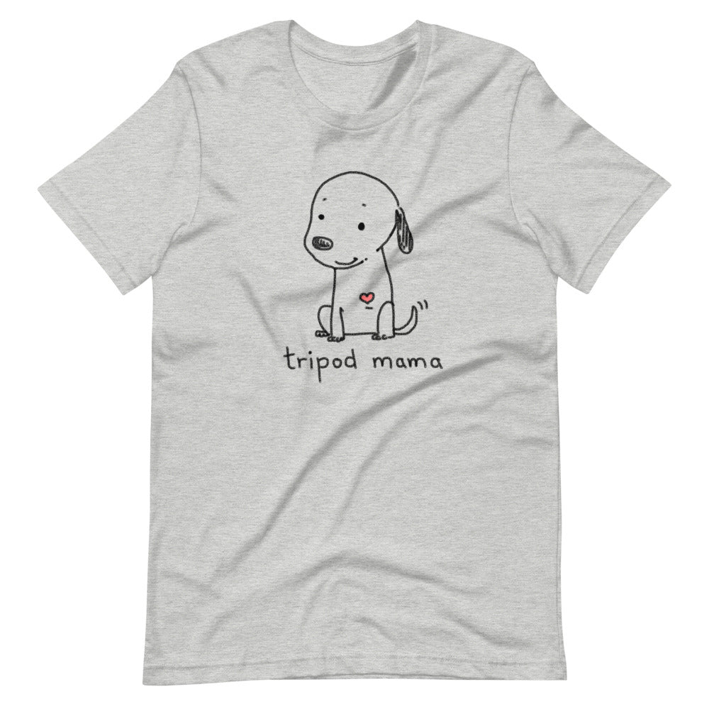 Tripod Dog T-Shirt, Cartoon Tripod Dog, Tripod Dog Shirt, Tripod Gift, gray shirt