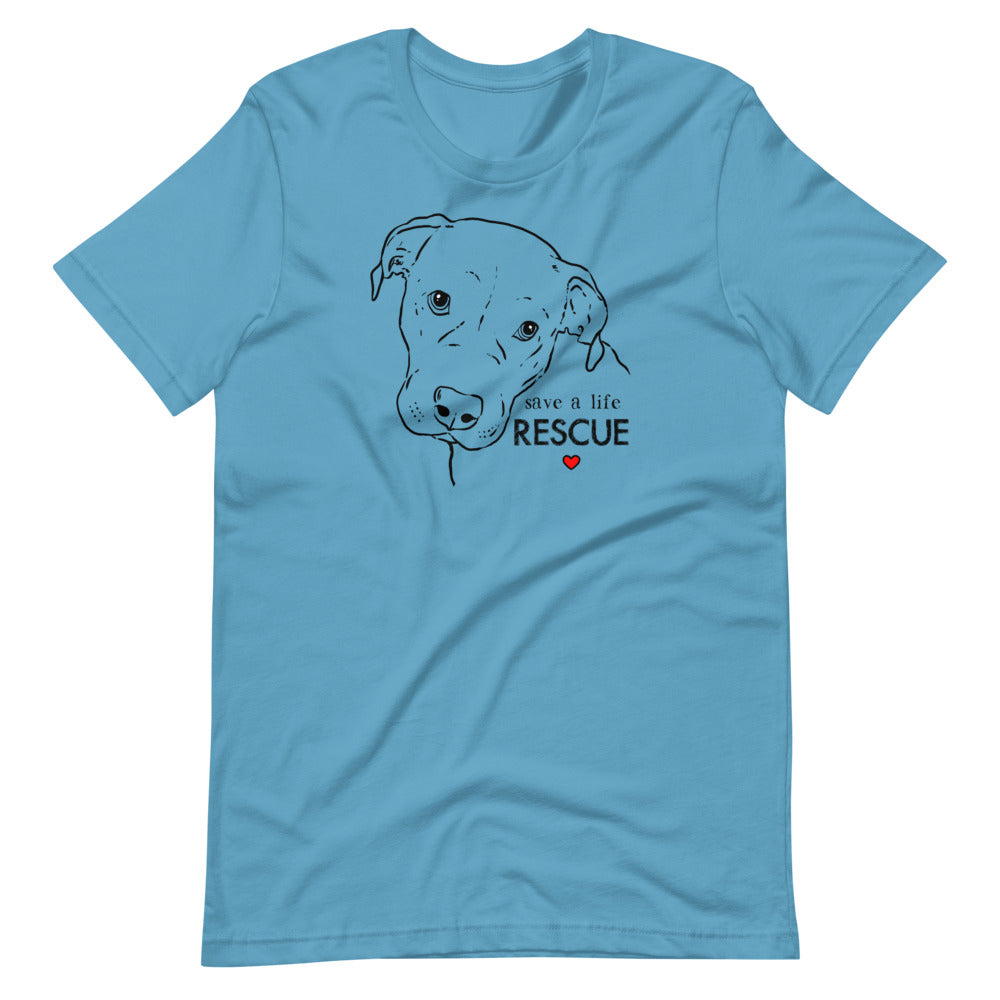 Save a Life Rescue Pittie t-shirt, rescue pitbull t-shirt, blue shirt