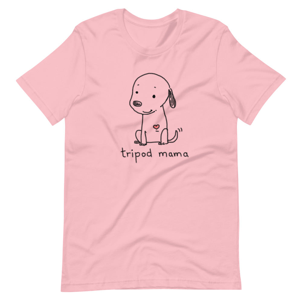 Tripod Dog T-Shirt, Cartoon Tripod Dog, Tripod Dog Shirt, Tripod Gift, pink shirt