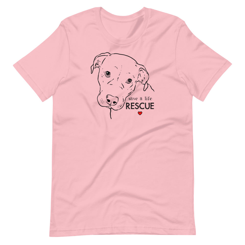 Save a Life Rescue Pittie t-shirt, rescue pitbull t-shirt, pink shirt