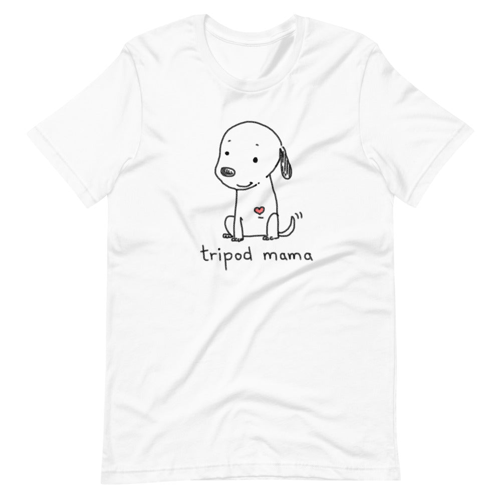 Tripod Dog T-Shirt, Cartoon Tripod Dog, Tripod Dog Shirt, Tripod Gift, white shirt