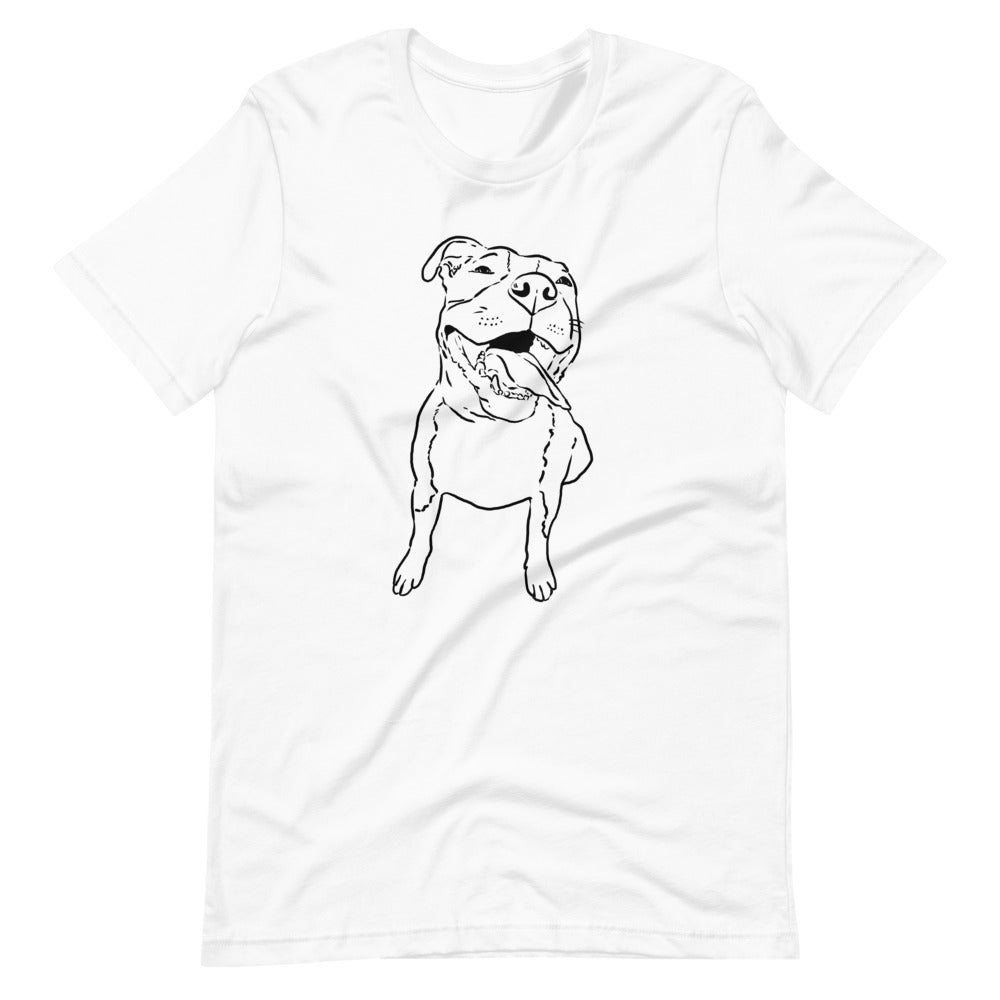 Smiling Pit Bull T-shirt, happy pitbull, smiling pittie, cute pitbull shirt, laughing pitbull, white shirt