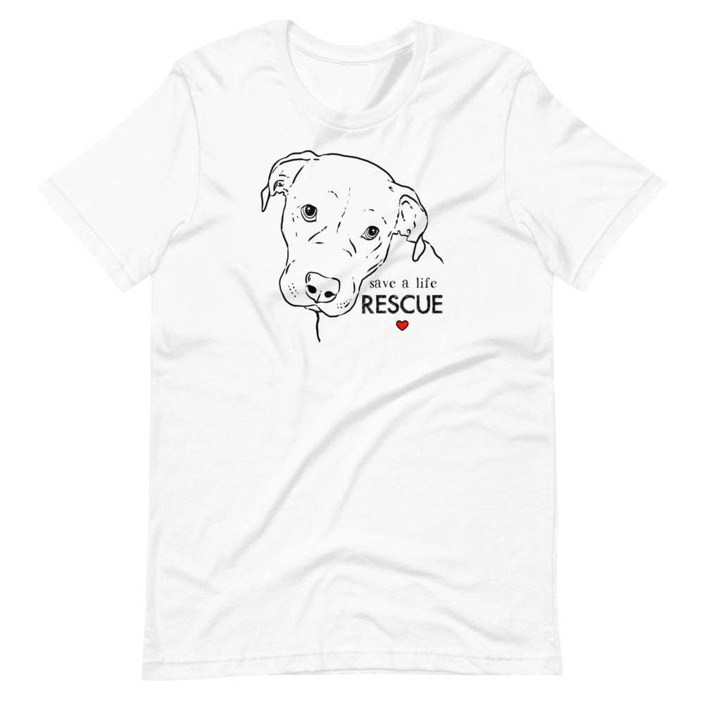 Save a Life Rescue Pittie t-shirt, rescue pitbull t-shirt, white shirt