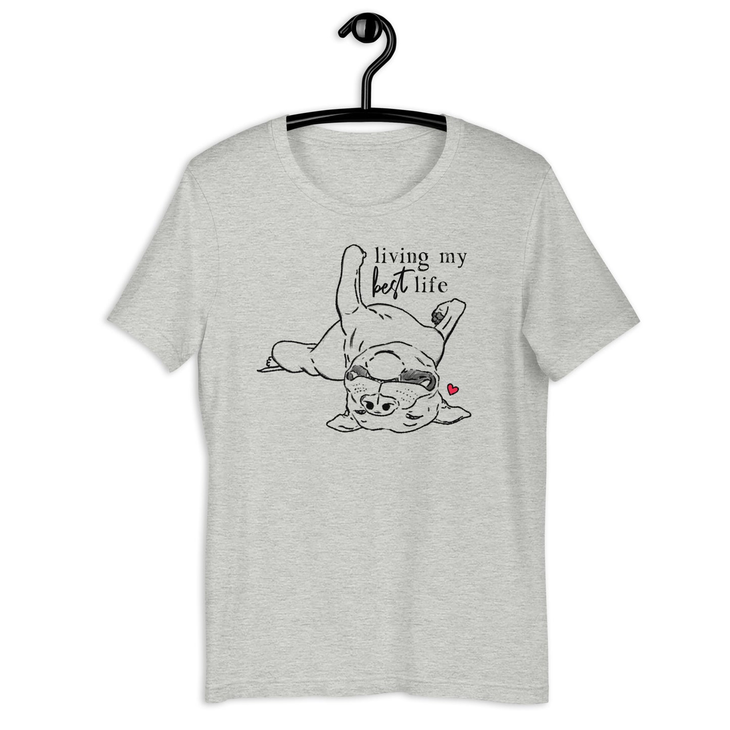 Funny Pitbull T-Shirt, Living My Best Life Pit Bull, gray shirt