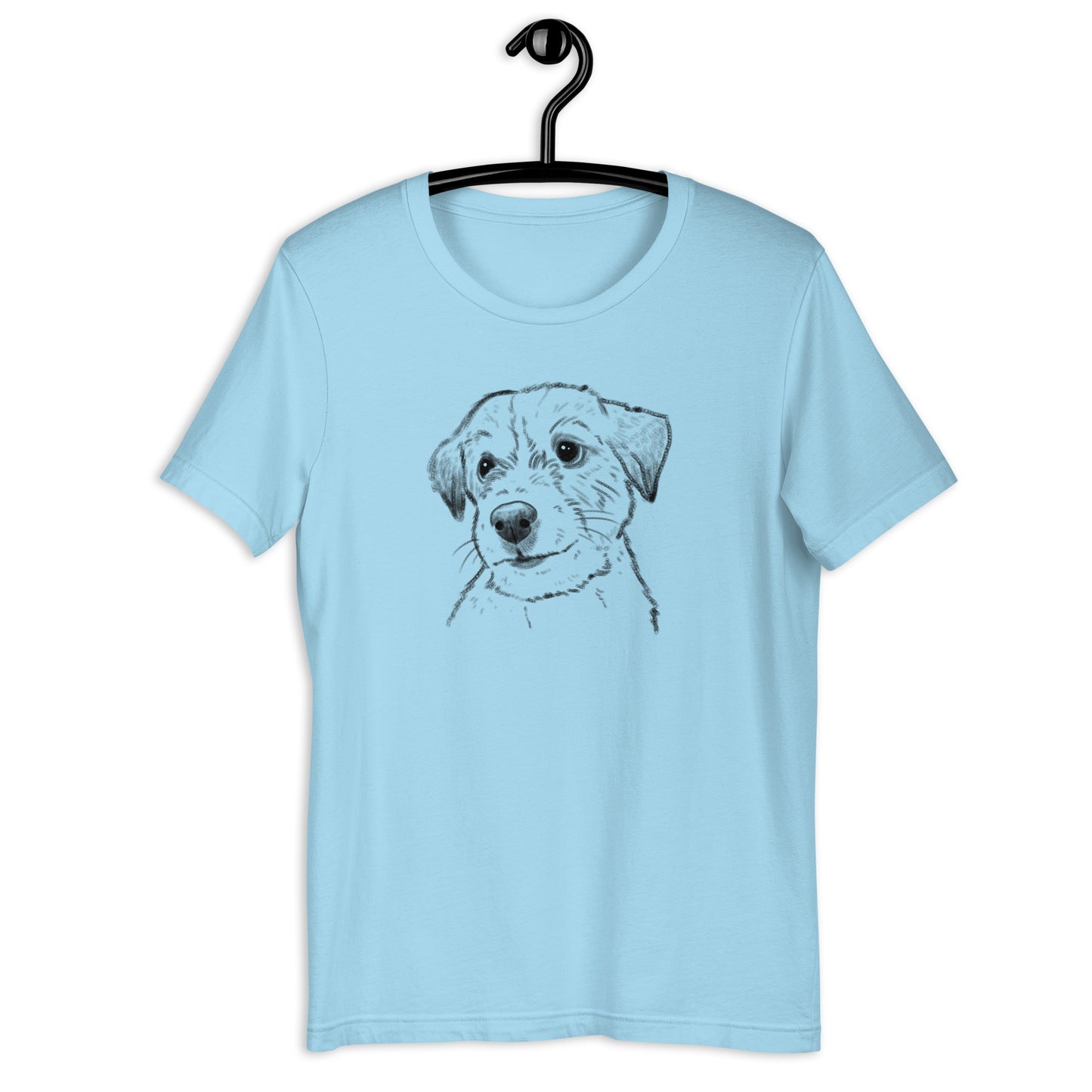 Jack Russell portrait sketch t-shirt, JRT tee, blue shirt