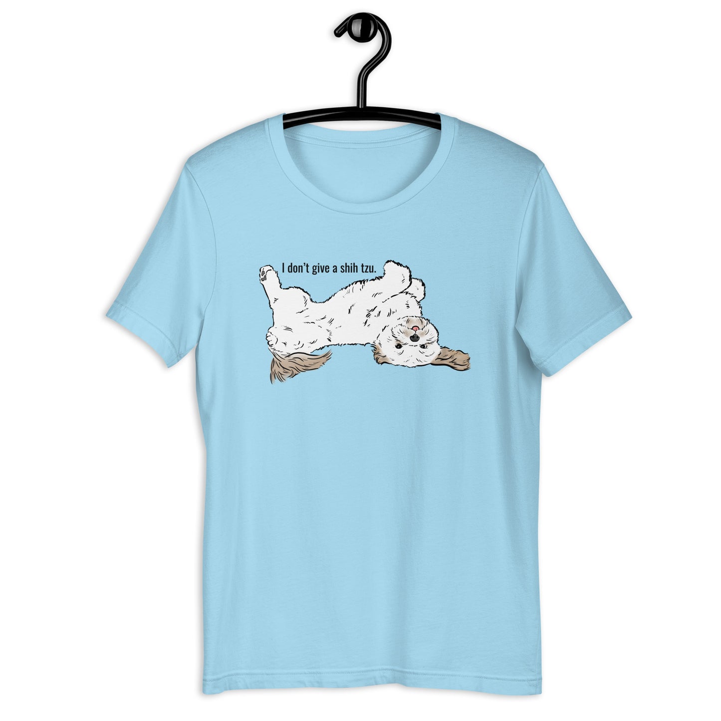 Funny Shih Tzu T-Shirt, don't give a shih tzu, baby blue shirt