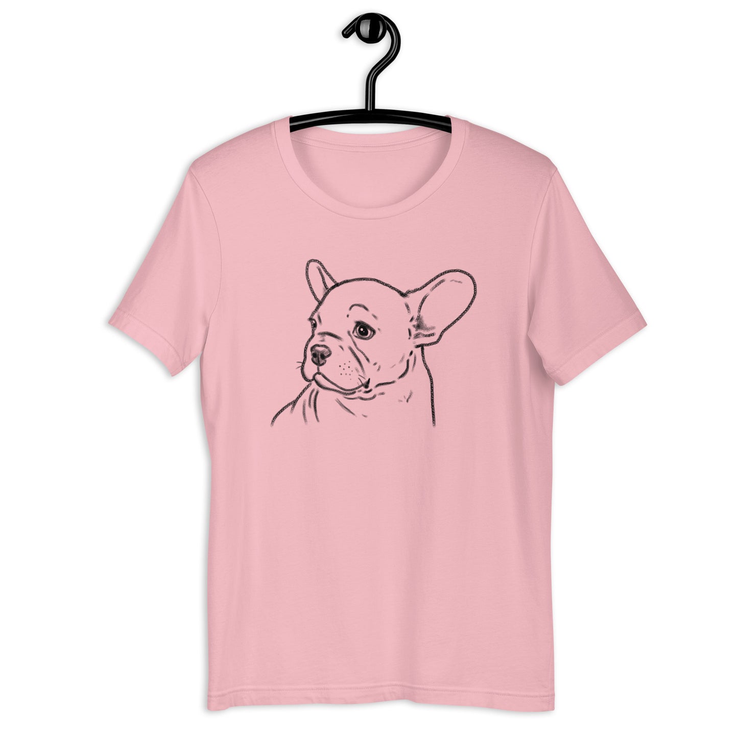 French Bulldog sketch t-shirt, Frenchie t-shirt. Pink shirt