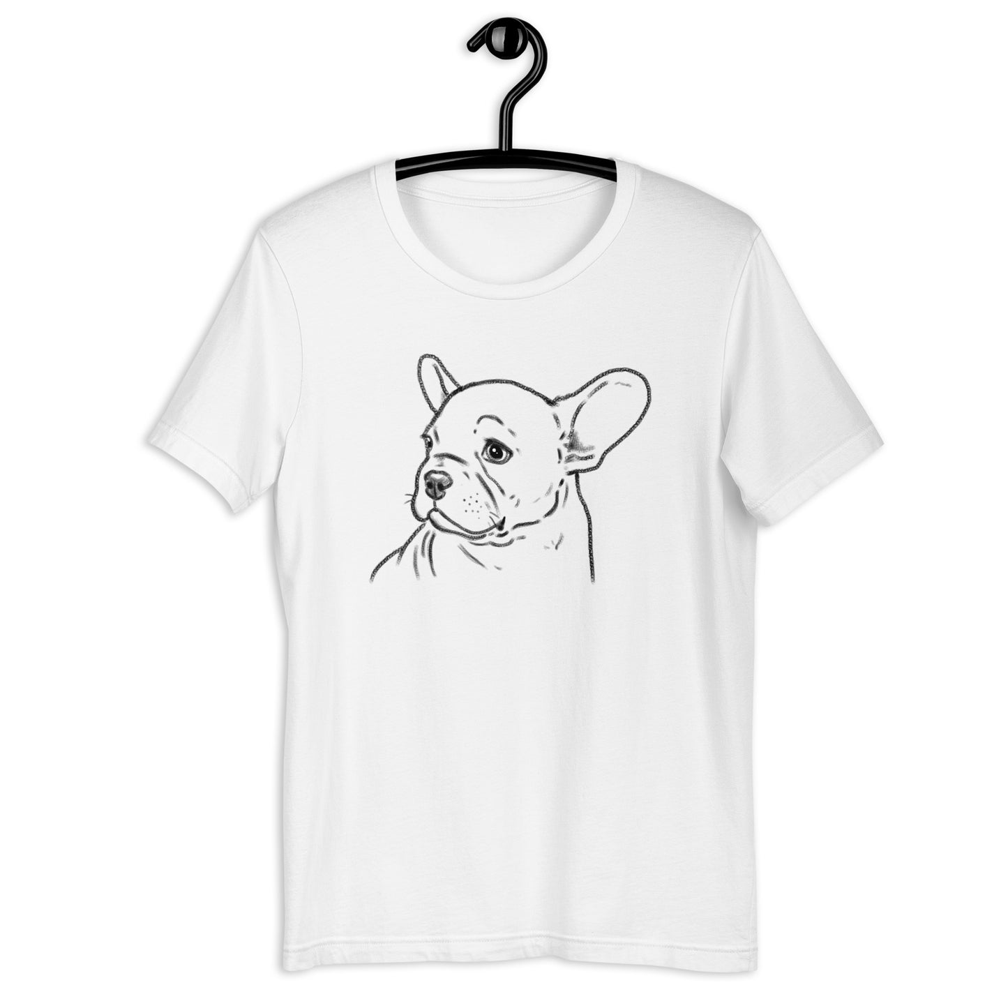 French Bulldog sketch t-shirt, Frenchie t-shirt. White shirt