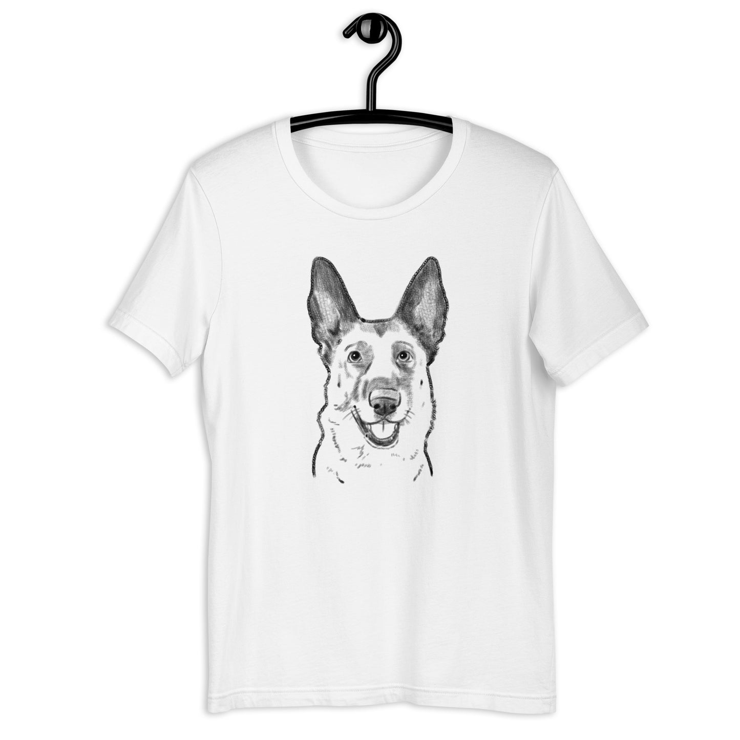 German Shepherd sketch t-shirt, german shepherd tee, white shirt