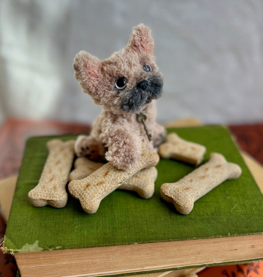 Cute posable French Bulldog, Frenchie doll, French Bulldog Miniature, Plush Frenchie, Doll pet, doll house pet