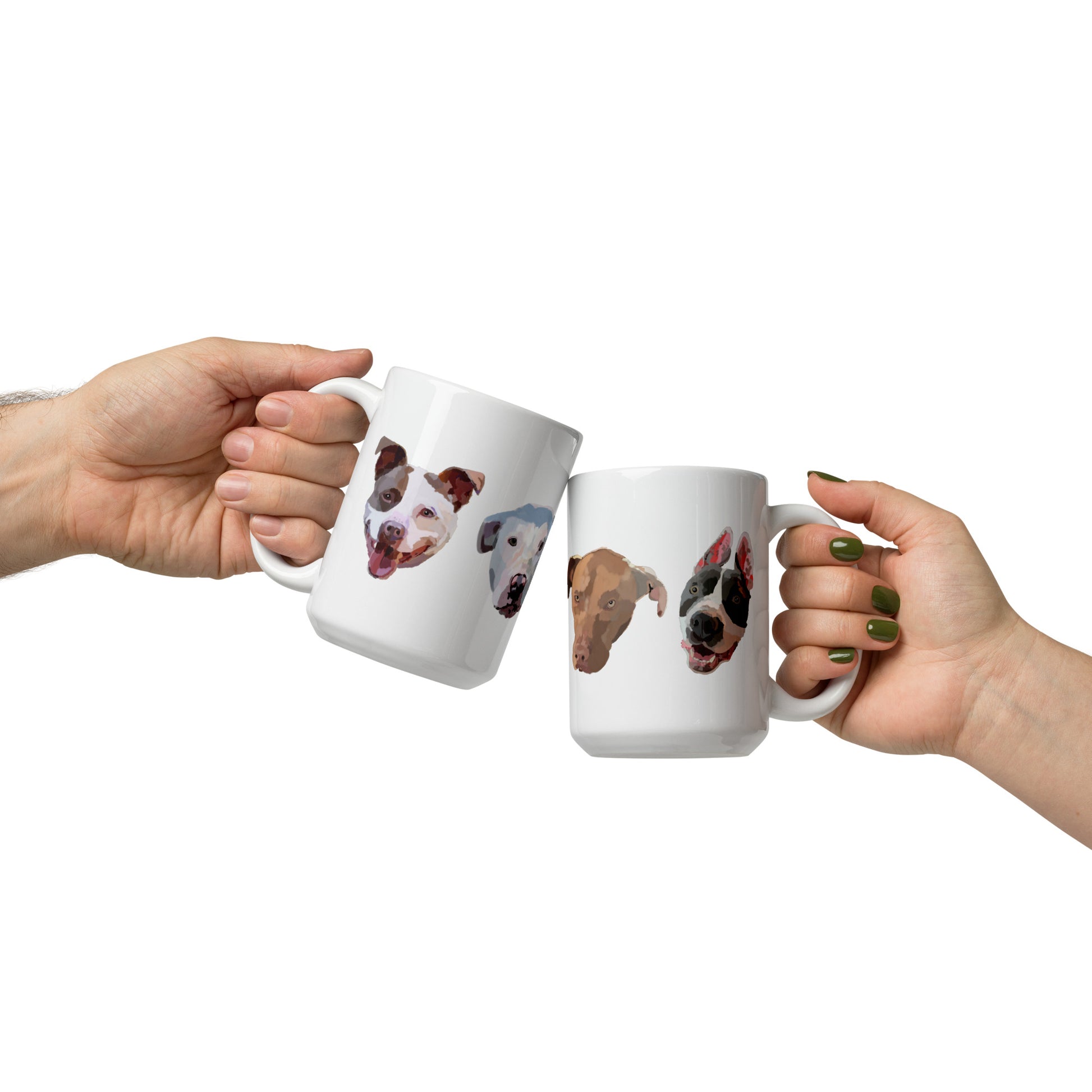 Painted Pitbulls Mug, Pitbull portraits, Pittie mug