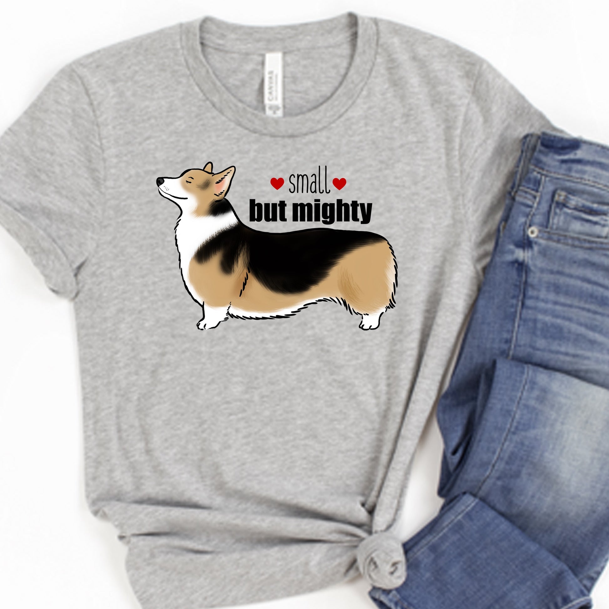 Tri-Color Corgi Small But Mighty Unisex T-Shirt, Corgi Shirt, funny Corgi shirt