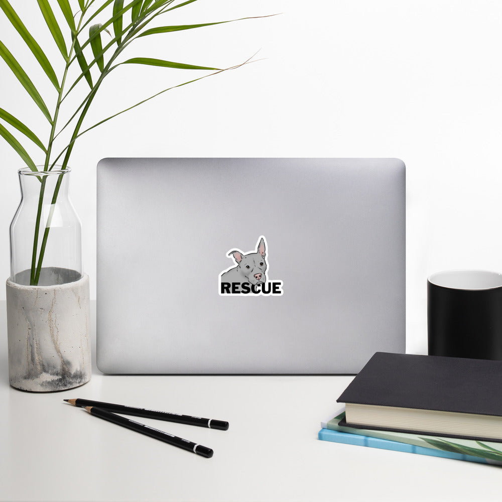 Rescue Sweet Gray Pit Bull Vinyl Sticker