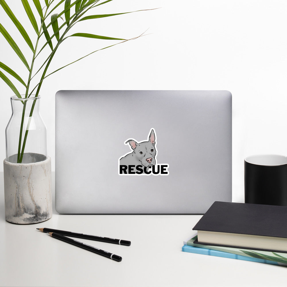 Rescue Sweet Gray Pit Bull Vinyl Sticker