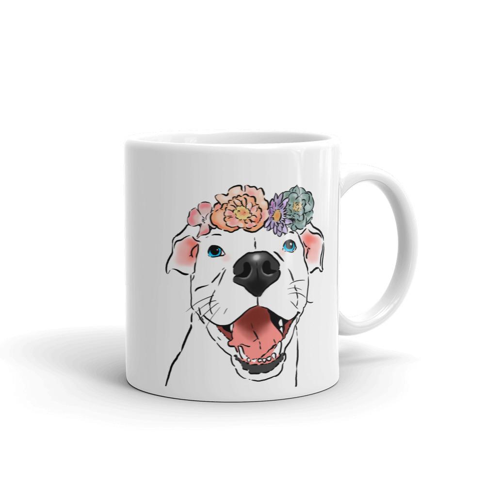 Mugs - Smiling Pittie And Flowers Mug