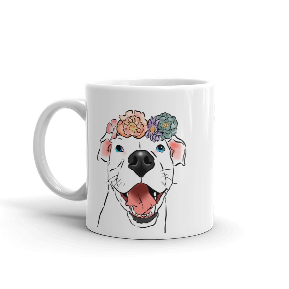 Mugs - Smiling Pittie And Flowers Mug