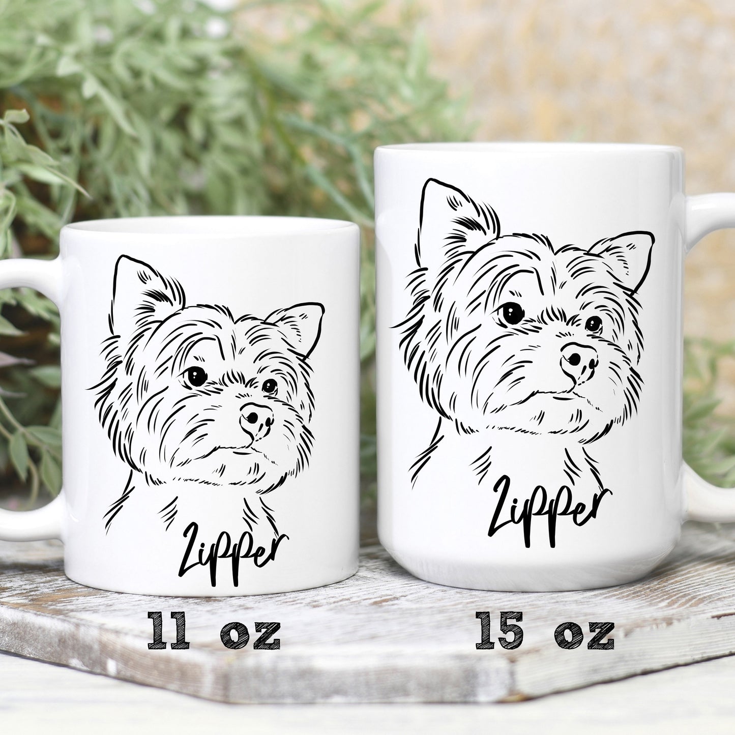 Custom Pet Portrait Mug, dog portrait, cat portrait, 11 oz mug and 15 oz mug