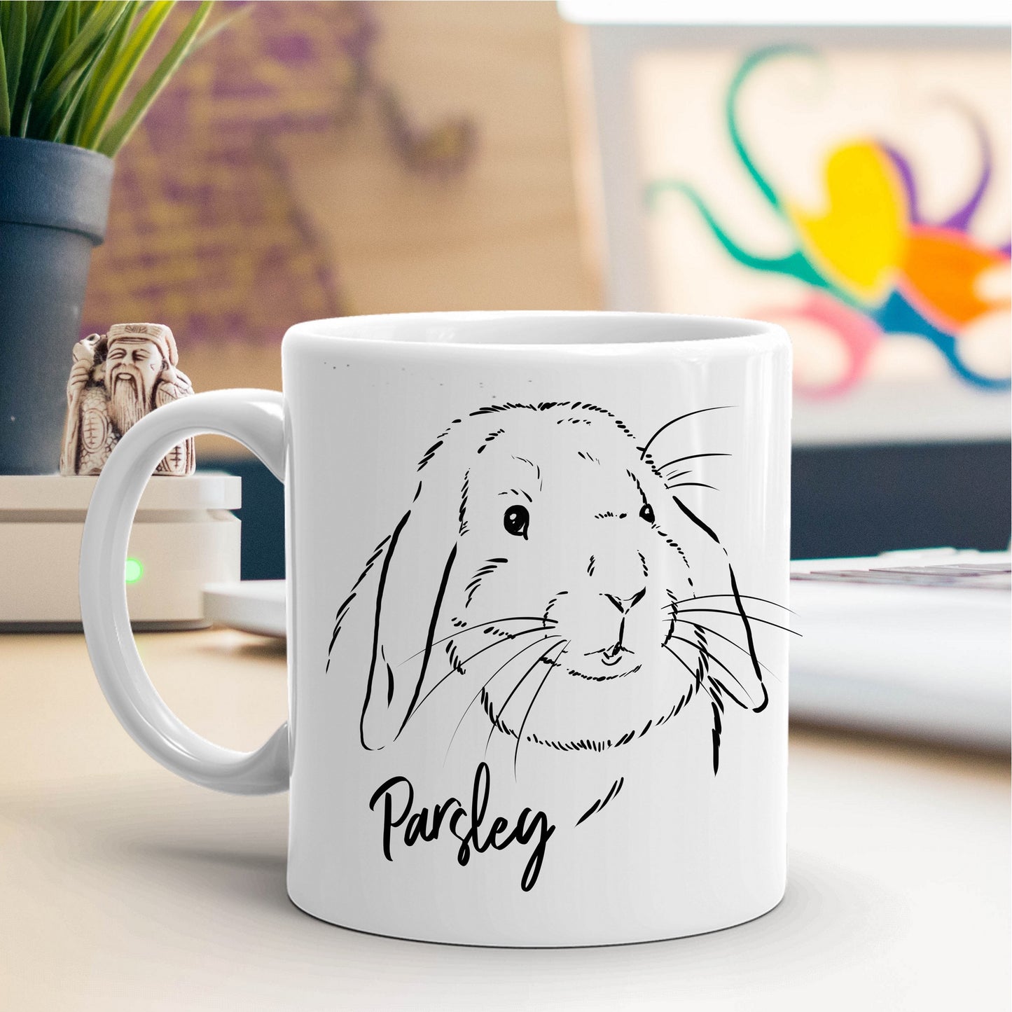 Custom Pet Portrait Mug, dog portrait, cat portrait, bunny portrait, 11 oz mug
