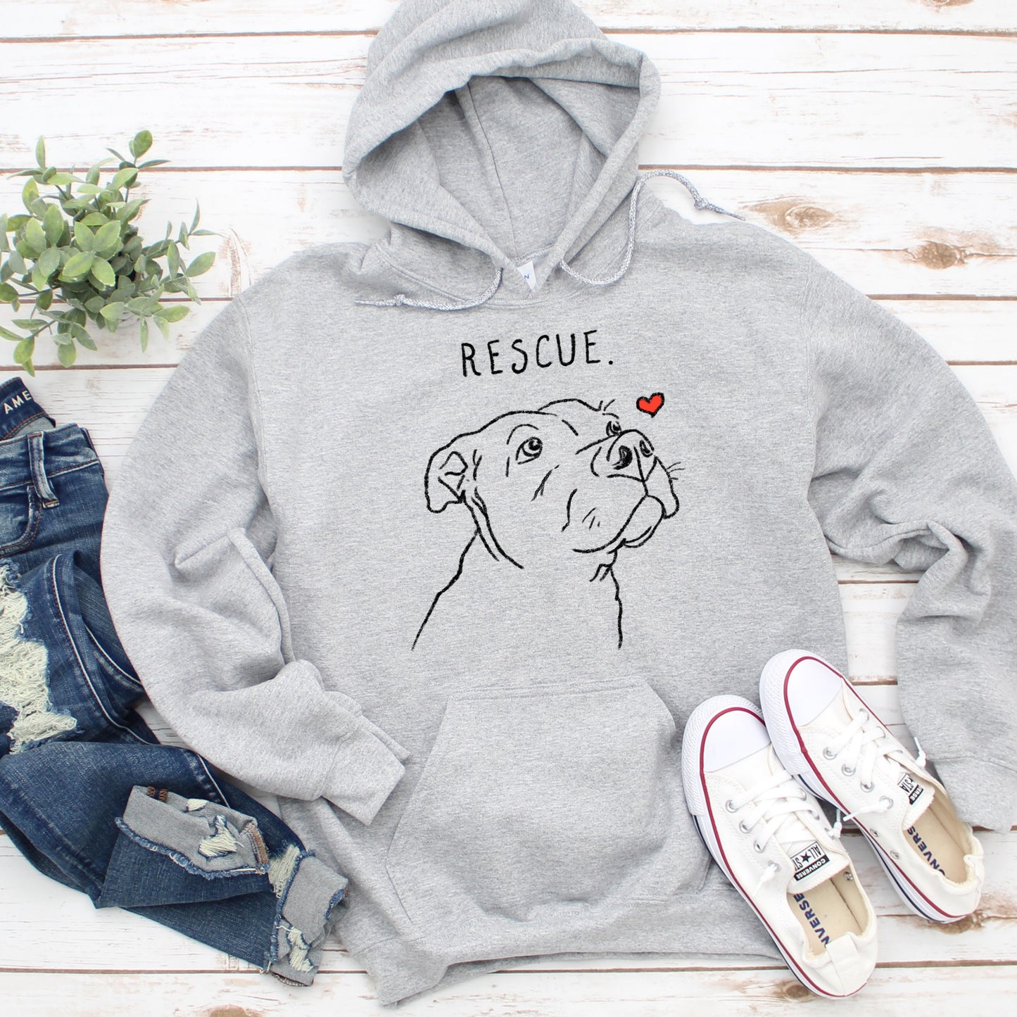 Rescue Love Pit Bull Hoodie