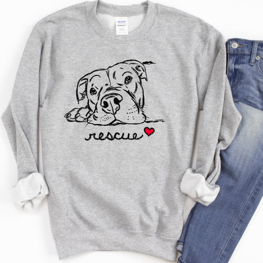 Rescue Pitbull Sketch Sweatshirt