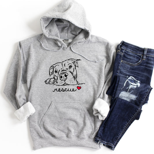 Rescue Pitbull Sketch Hoodie