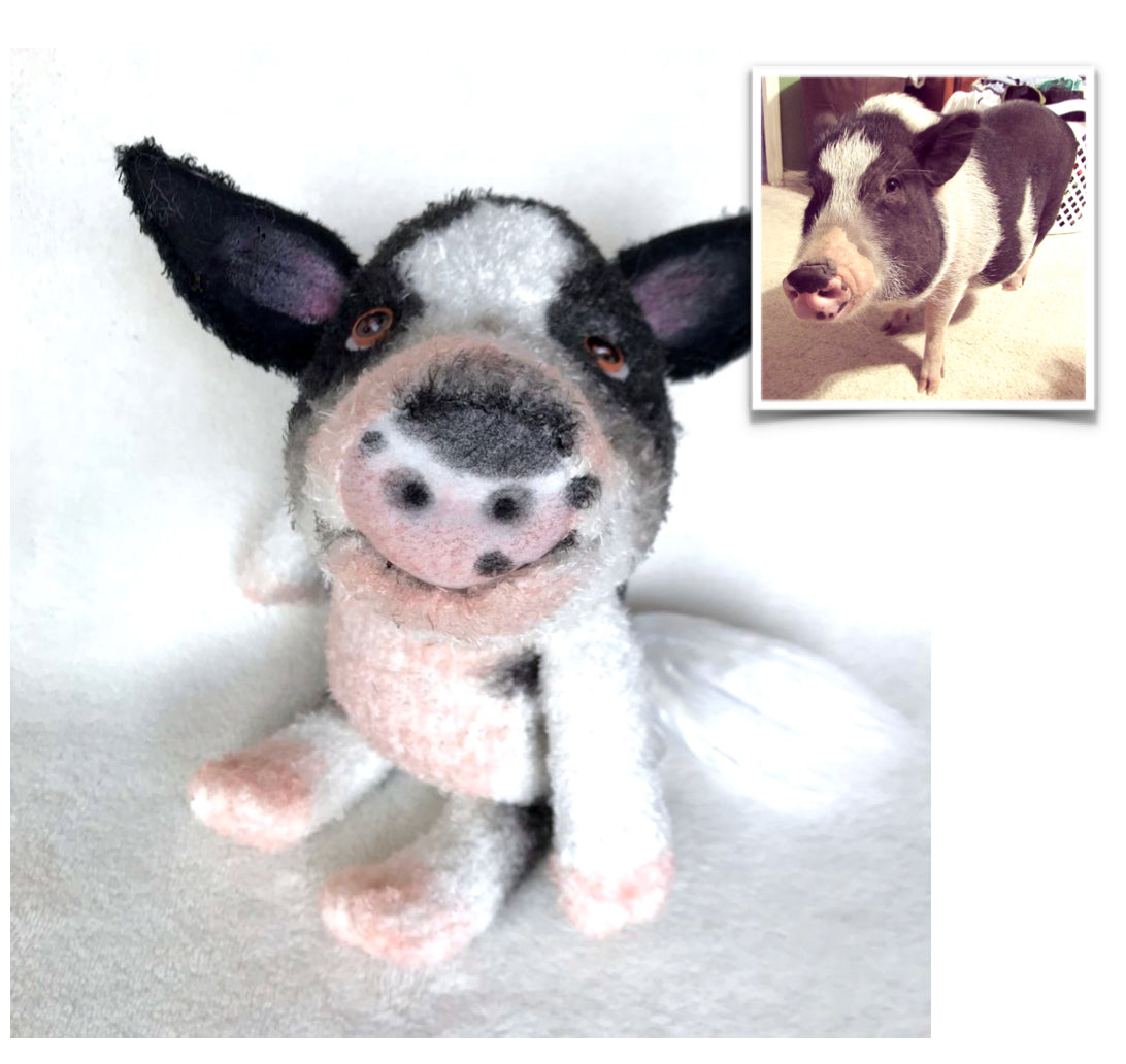 Custom Plush Pet, Custom Pig,  custom plush from your photos, keepsake pouch, voice recorder, plush with sound, pet replica with sound, custom plush pet with sound, memory pocket, pet memorial plush, pet keepsake plush