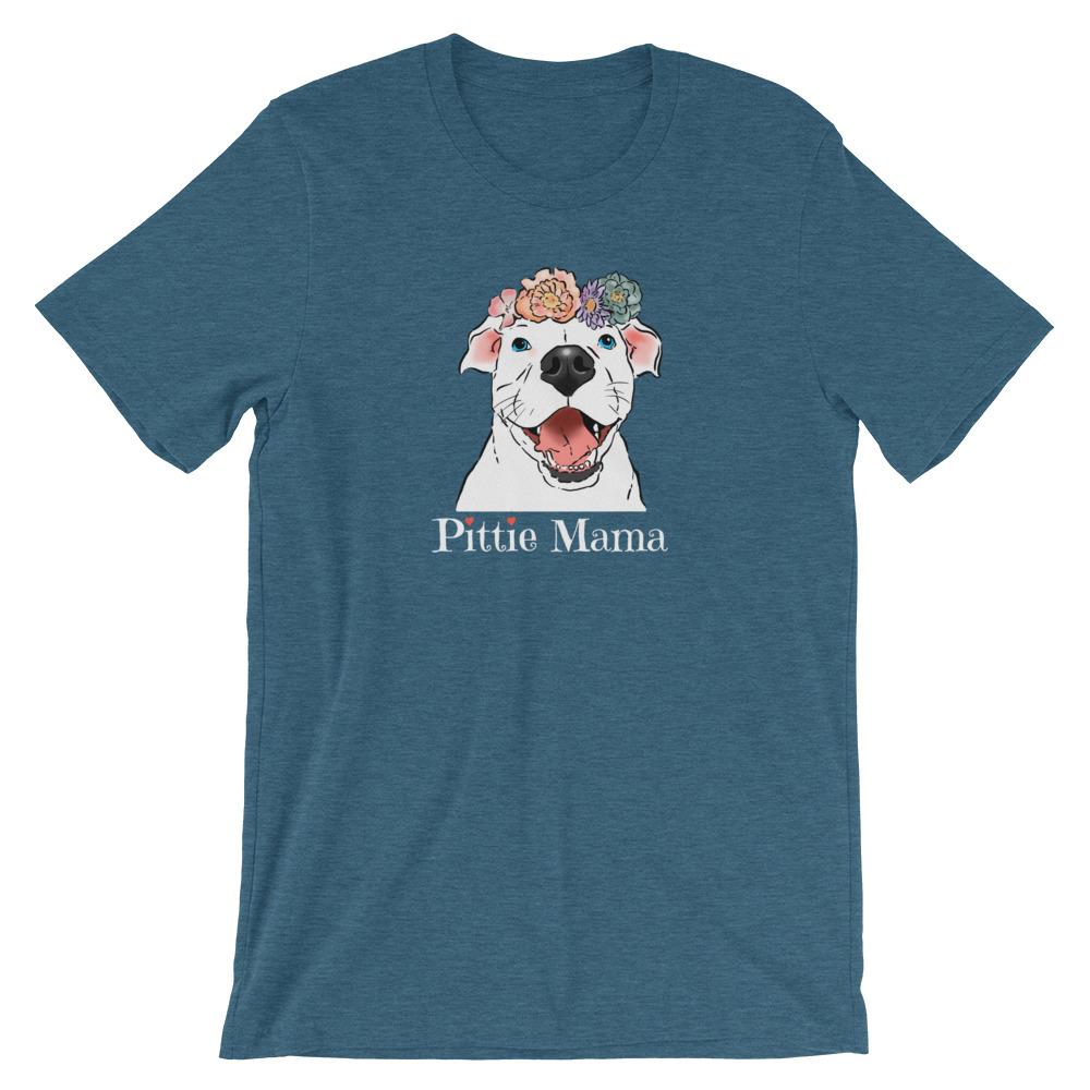 T-Shirts - Floral Pittie Mama T-Shirt