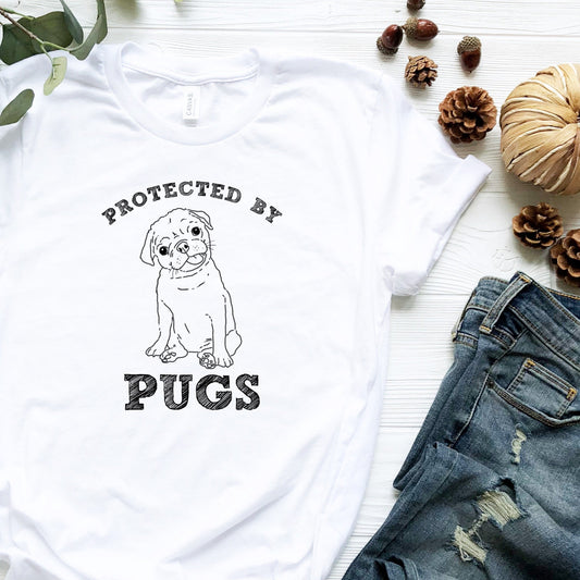 T-Shirts - Protected By Pugs Unisex T-Shirt