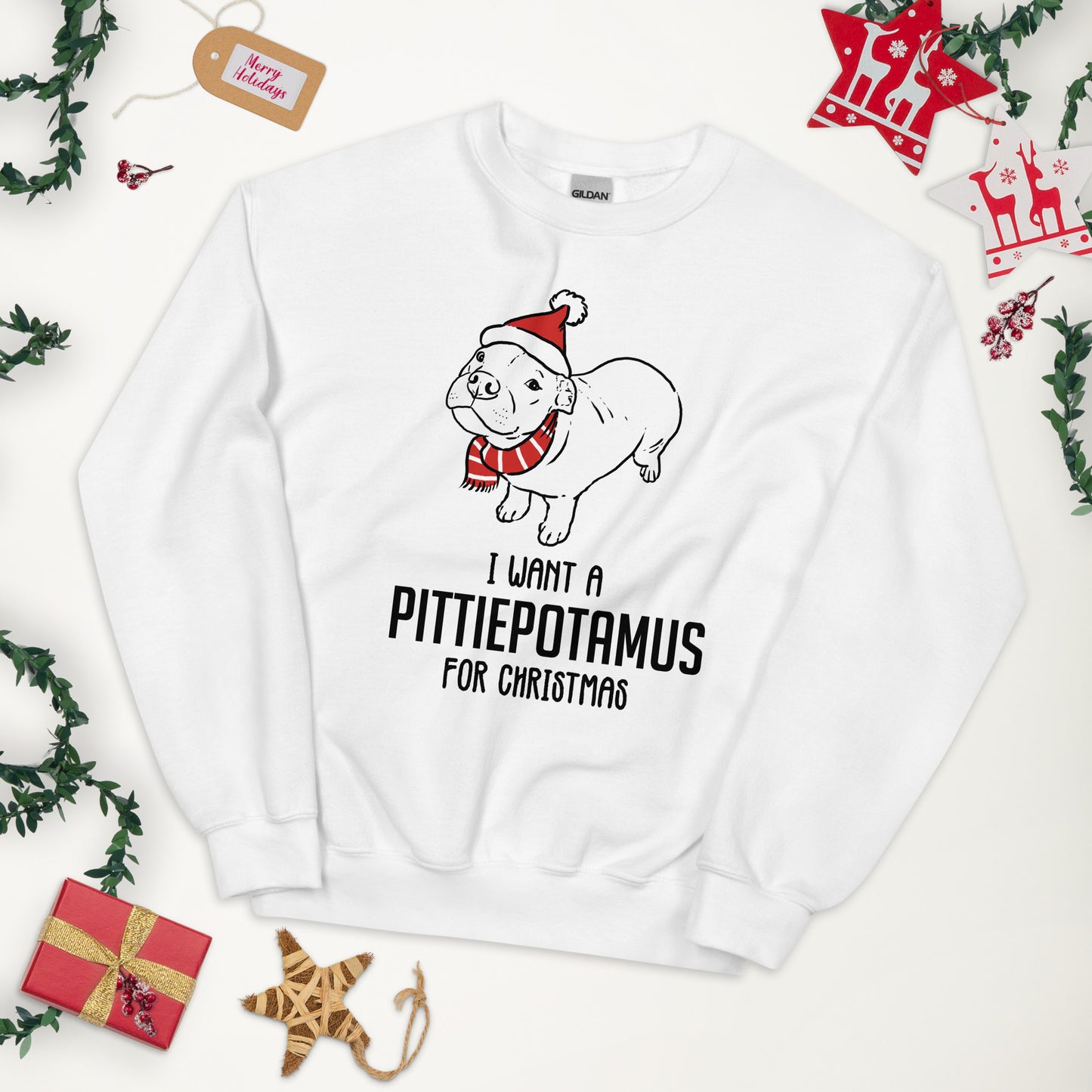 I Want a Pittiepotamus for Christmas Unisex Sweatshirt