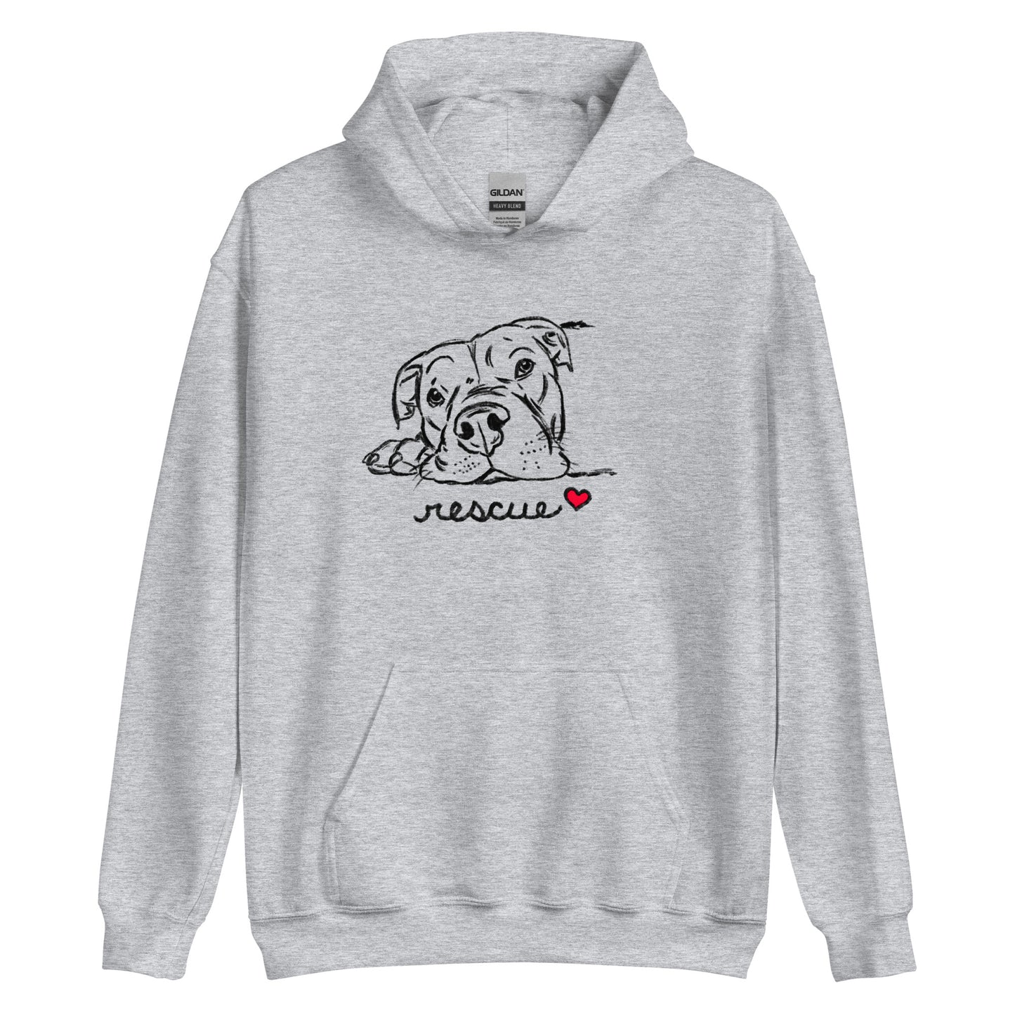 Rescue Pitbull Sketch Hoodie – Furkid Studio - Main Image