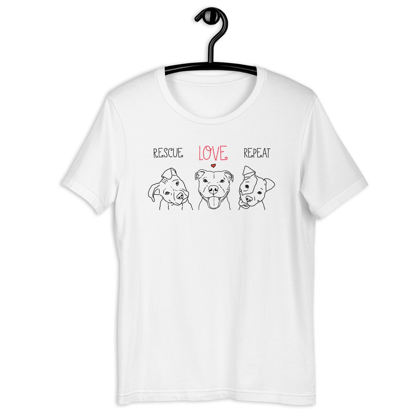 Rescue, Love, Repeat Pit Bull Drawings T-Shirt